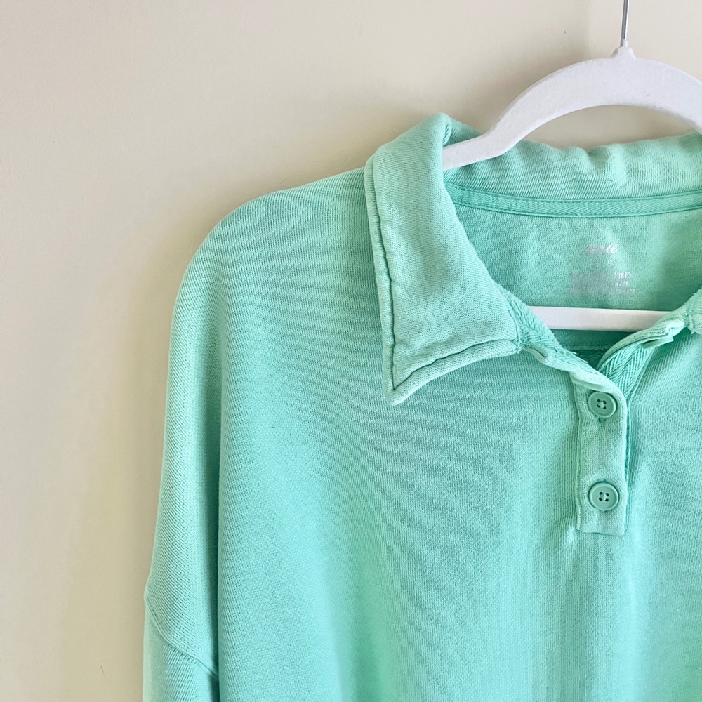 Aerie Sweatshirt Women's Small Mint Green Boxy Relaxed Lounge Coastal Preppy - Picture 7 of 12
